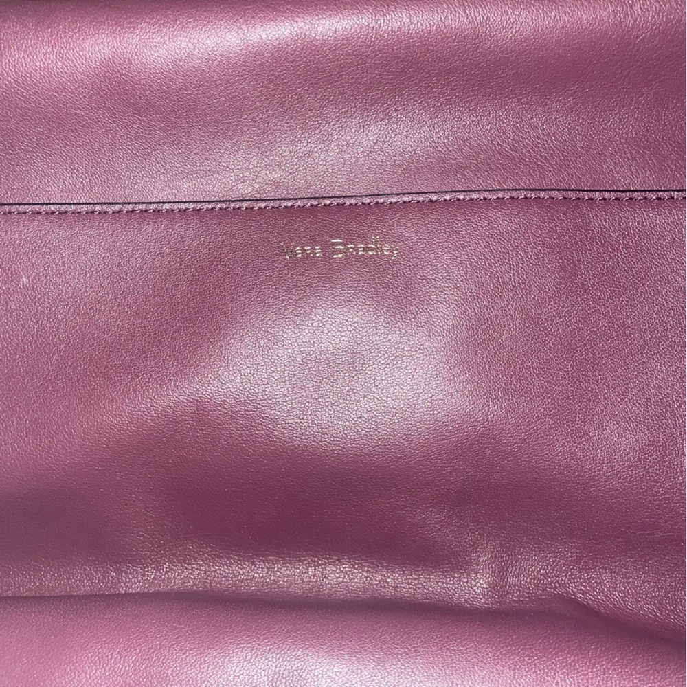 Plum leather suede satchel messenger saddle bag Vera Bradley crossbody purse - Picture 12 of 17